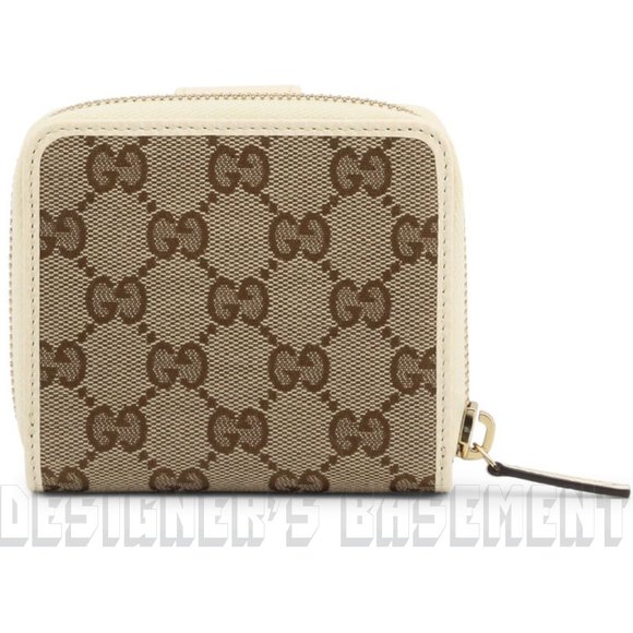GUCCI Zip Around Original GG canvas with white leather trim French pouch Wallet - Picture 4 of 6